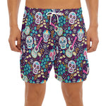 Calaveras Day Of The Dead Pattern Print Men's Split Running Shorts