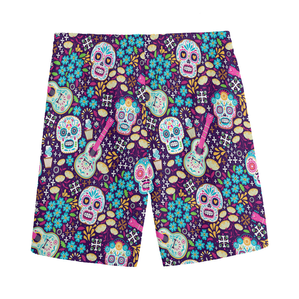 Calaveras Day Of The Dead Pattern Print Men's Sports Shorts