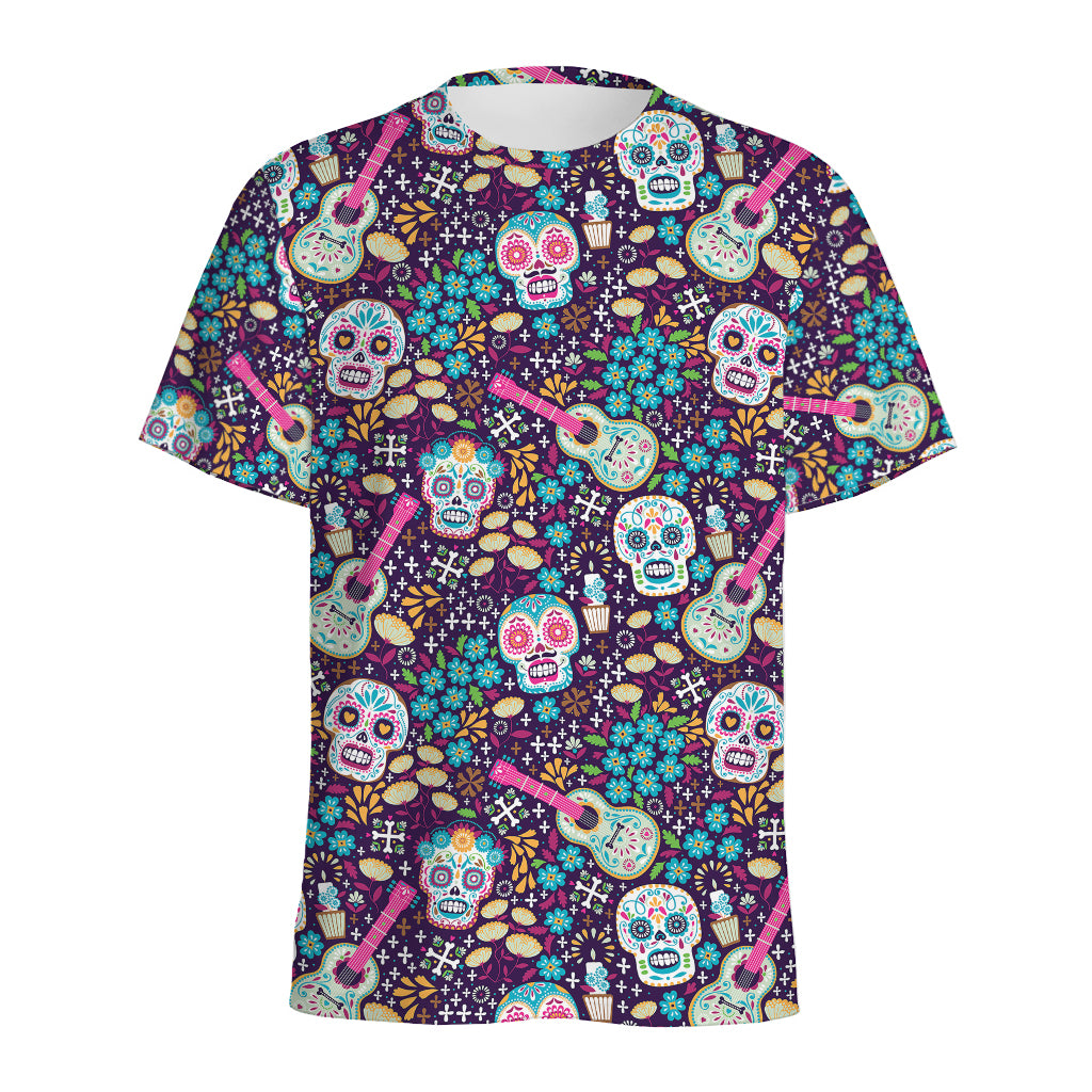 Calaveras Day Of The Dead Pattern Print Men's Sports T-Shirt