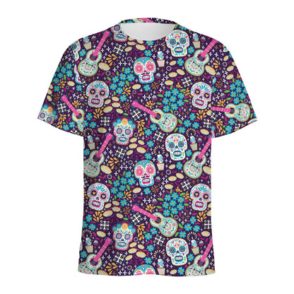 Calaveras Day Of The Dead Pattern Print Men's Sports T-Shirt