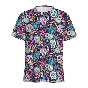 Calaveras Day Of The Dead Pattern Print Men's Sports T-Shirt