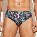 Calaveras Day Of The Dead Pattern Print Men's Swim Briefs