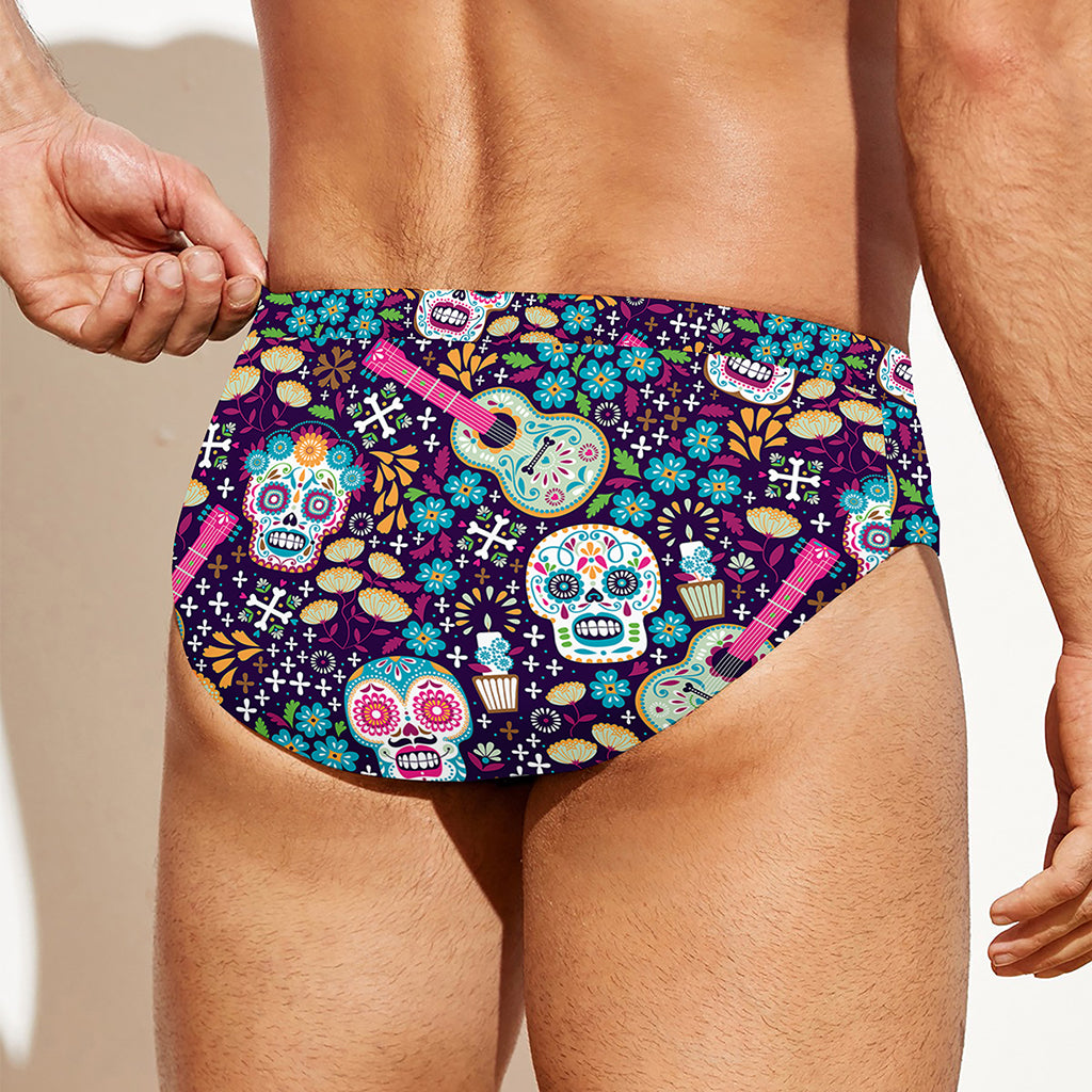 Calaveras Day Of The Dead Pattern Print Men's Swim Briefs