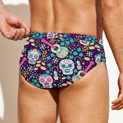 Calaveras Day Of The Dead Pattern Print Men's Swim Briefs