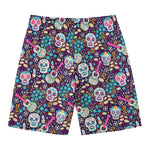 Calaveras Day Of The Dead Pattern Print Men's Swim Trunks