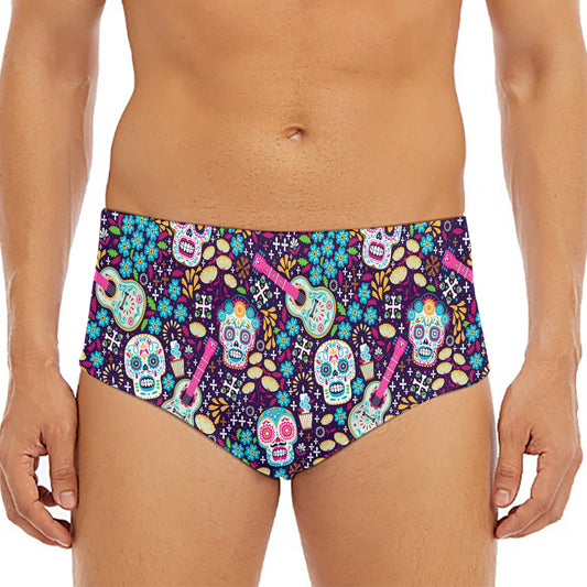 Calaveras Day Of The Dead Pattern Print Men's Triangle Swim Briefs
