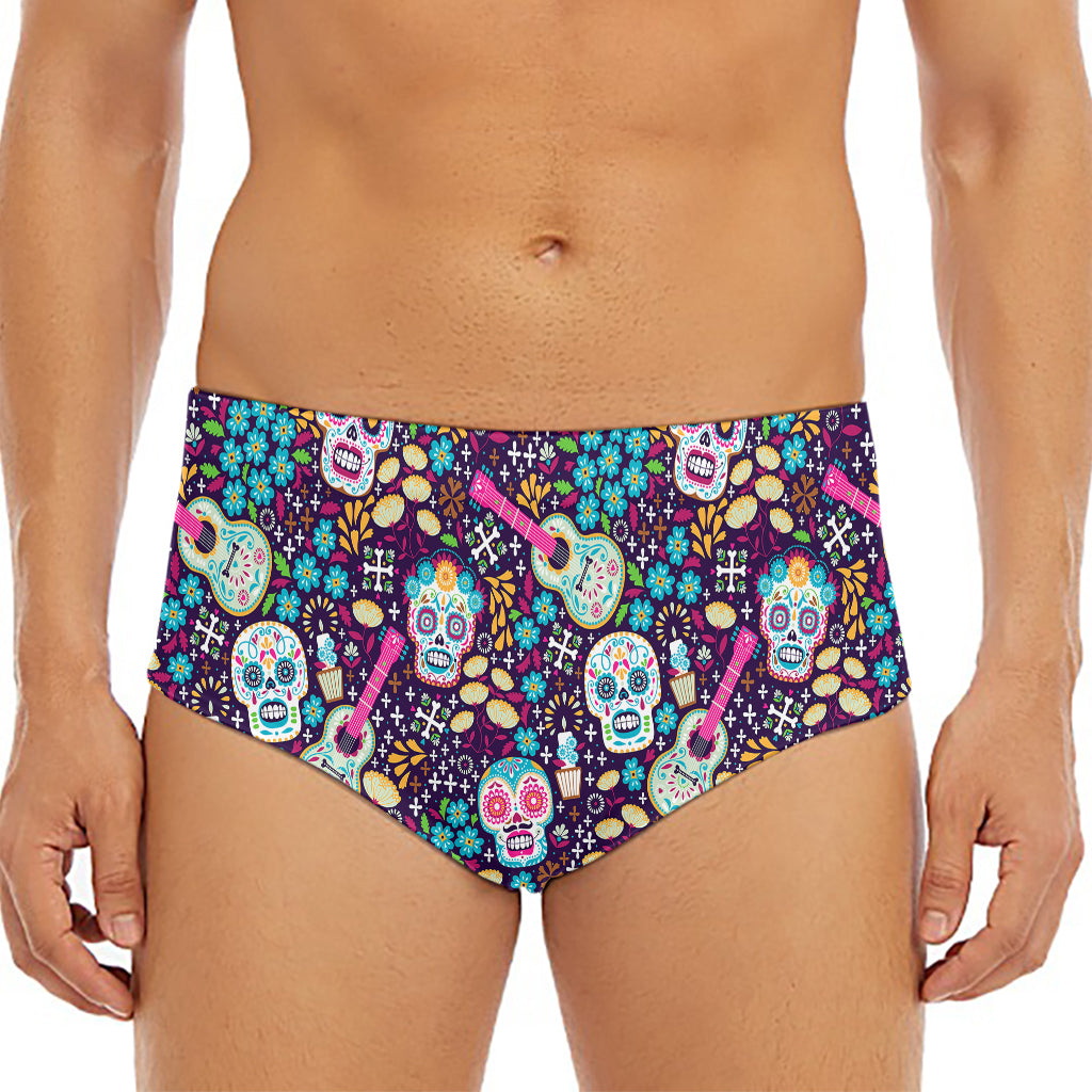 Calaveras Day Of The Dead Pattern Print Men's Triangle Swim Briefs