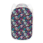 Calaveras Day Of The Dead Pattern Print Mesh Laundry Hamper
