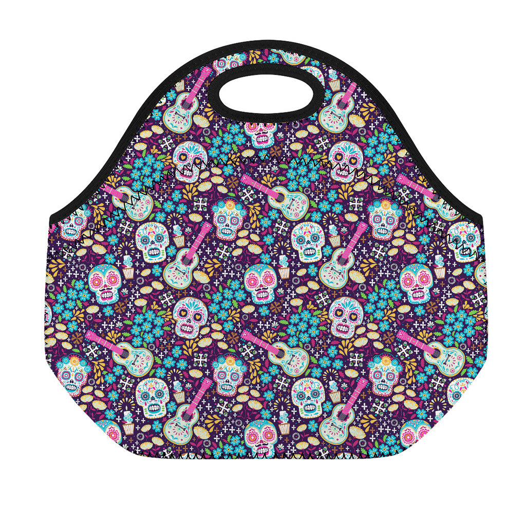 Calaveras Day Of The Dead Pattern Print Neoprene Lunch Bag