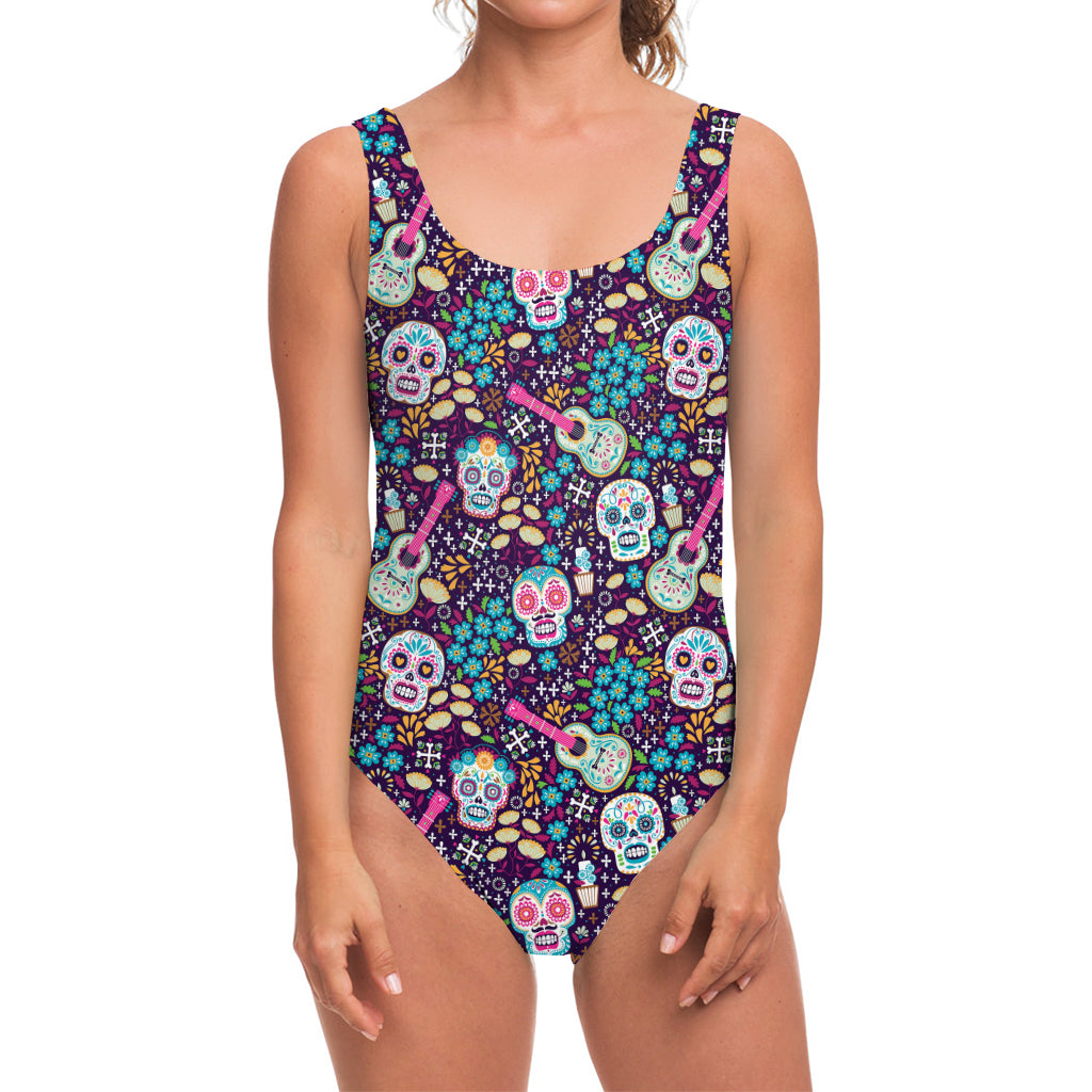 Calaveras Day Of The Dead Pattern Print One Piece Swimsuit