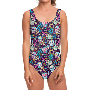 Calaveras Day Of The Dead Pattern Print One Piece Swimsuit