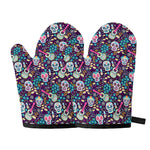 Calaveras Day Of The Dead Pattern Print Oven Mitts