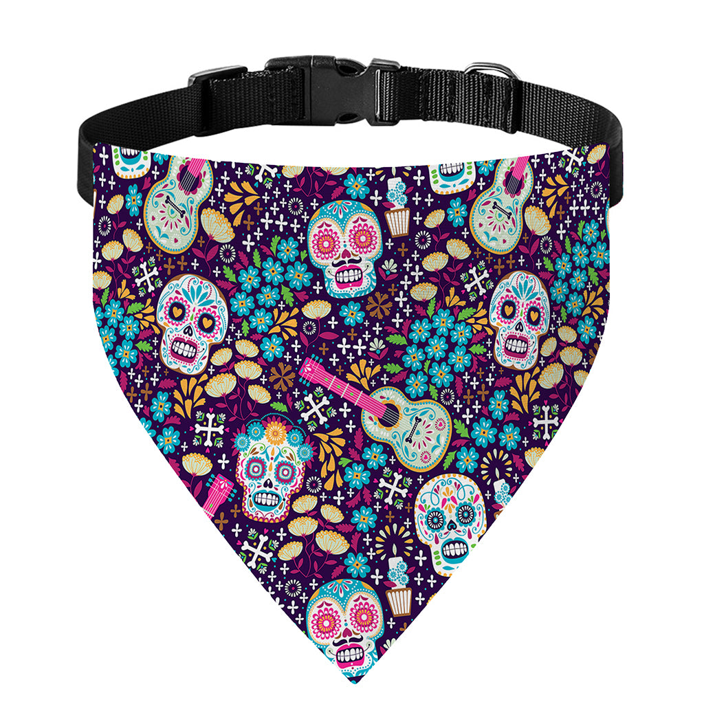 Calaveras Day Of The Dead Pattern Print Over The Collar Dog Bandana