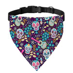 Calaveras Day Of The Dead Pattern Print Over The Collar Dog Bandana