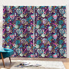 Calaveras Day Of The Dead Pattern Print Pencil Pleat Curtains