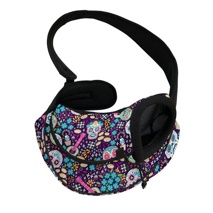 Calaveras Day Of The Dead Pattern Print Pet Sling Carrier
