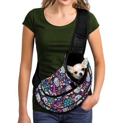 Calaveras Day Of The Dead Pattern Print Pet Sling Carrier