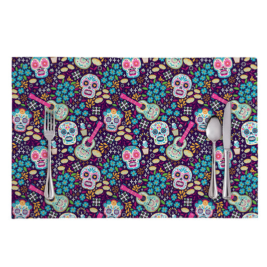 Calaveras Day Of The Dead Pattern Print Placemat