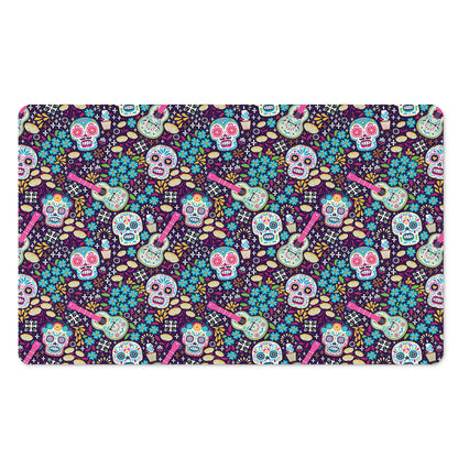 Calaveras Day Of The Dead Pattern Print Polyester Doormat