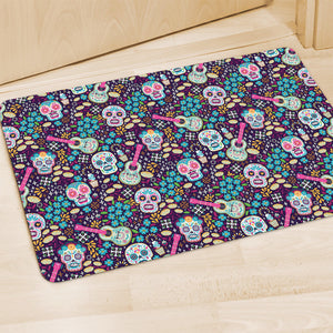 Calaveras Day Of The Dead Pattern Print Polyester Doormat