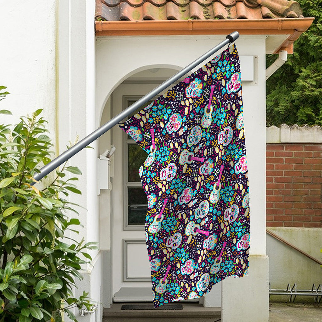 Calaveras Day Of The Dead Pattern Print Polyester Flag