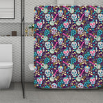 Calaveras Day Of The Dead Pattern Print Polyester Shower Curtain