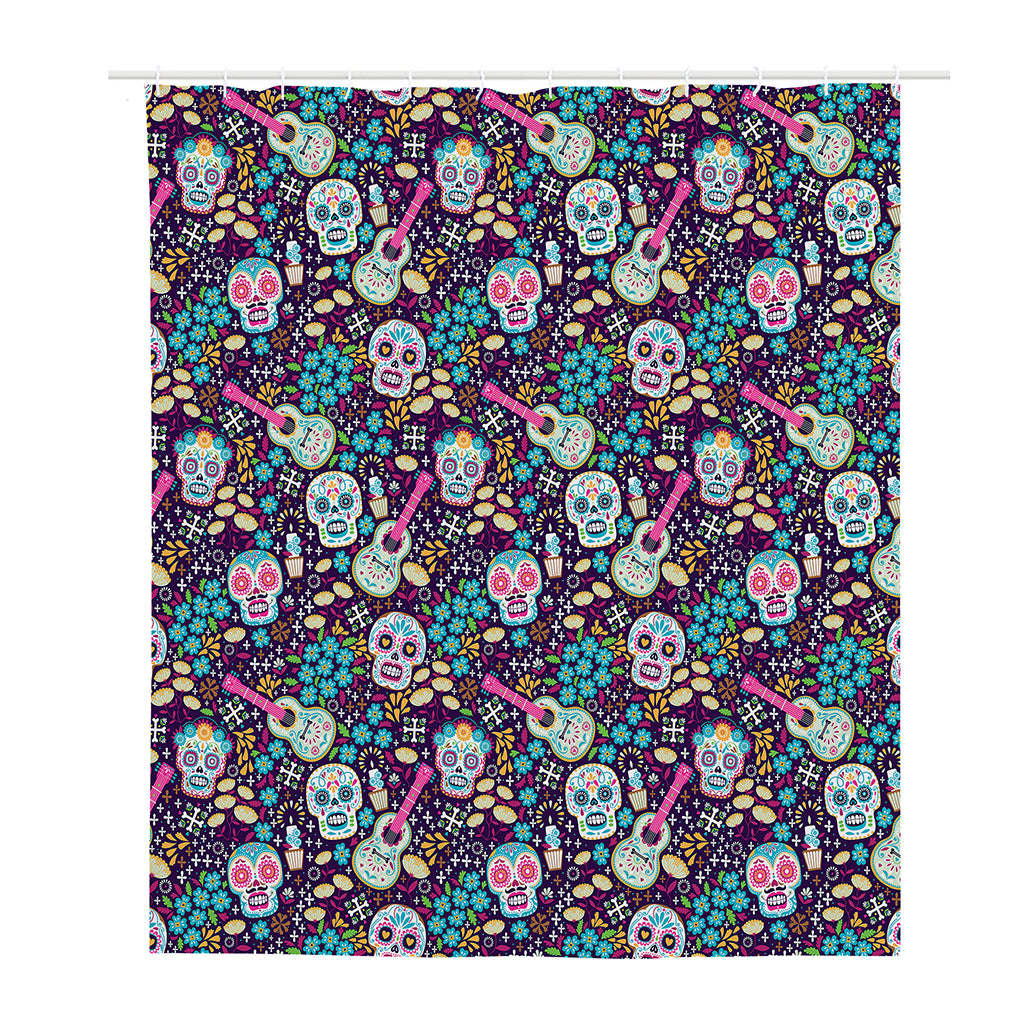 Calaveras Day Of The Dead Pattern Print Polyester Shower Curtain