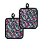 Calaveras Day Of The Dead Pattern Print Pot Holders