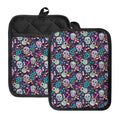 Calaveras Day Of The Dead Pattern Print Pot Holders With Pocket