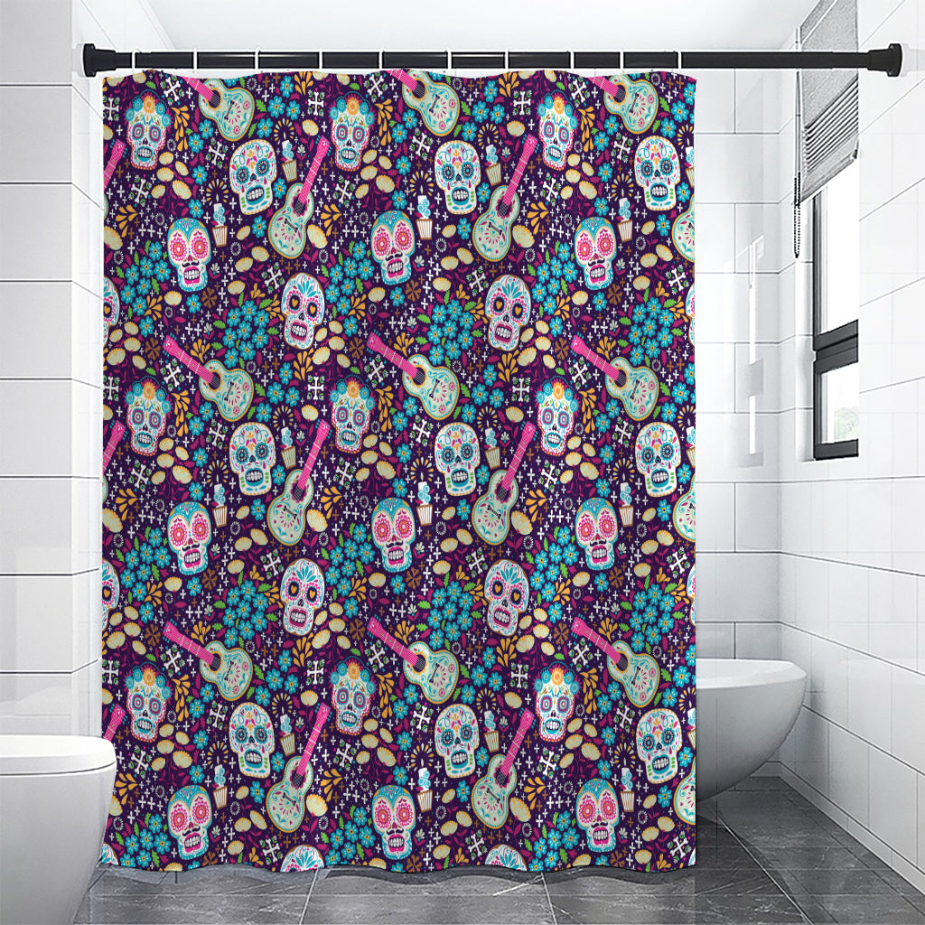 Calaveras Day Of The Dead Pattern Print Premium Shower Curtain