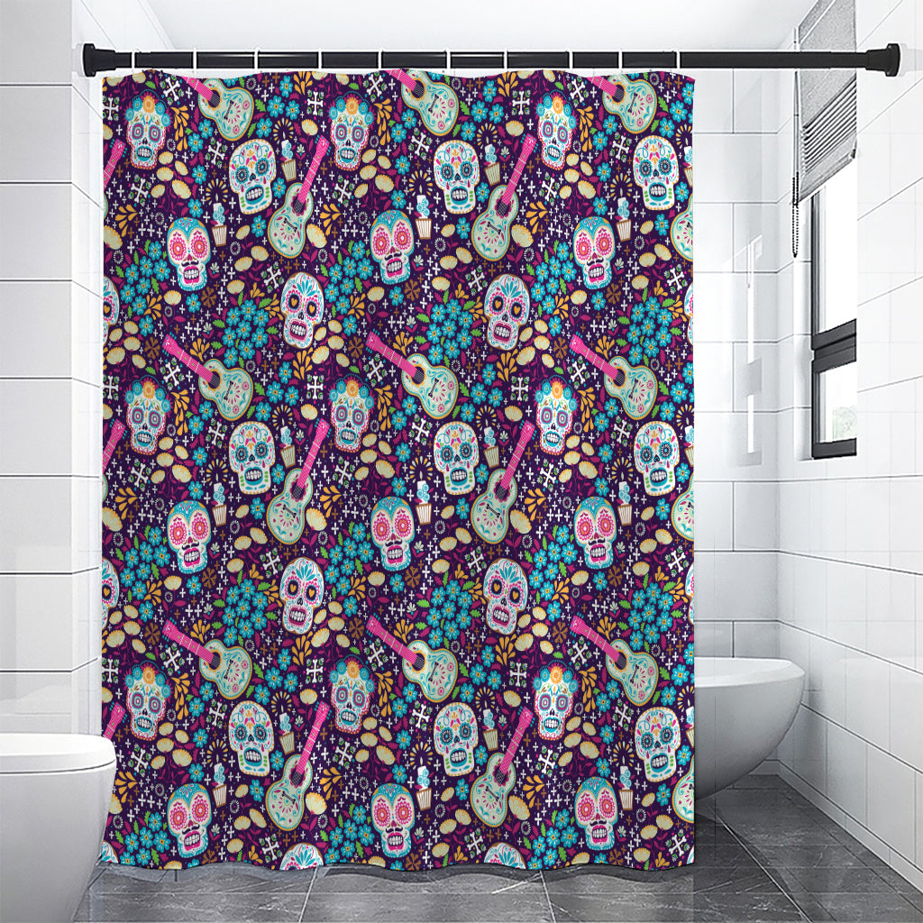 Calaveras Day Of The Dead Pattern Print Premium Shower Curtain