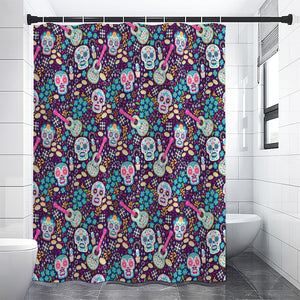 Calaveras Day Of The Dead Pattern Print Premium Shower Curtain