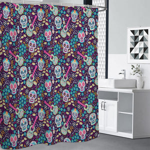 Calaveras Day Of The Dead Pattern Print Premium Shower Curtain