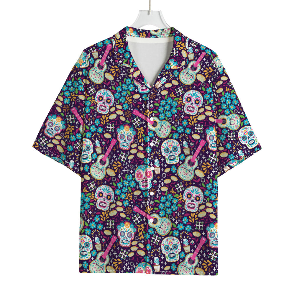 Calaveras Day Of The Dead Pattern Print Rayon Hawaiian Shirt