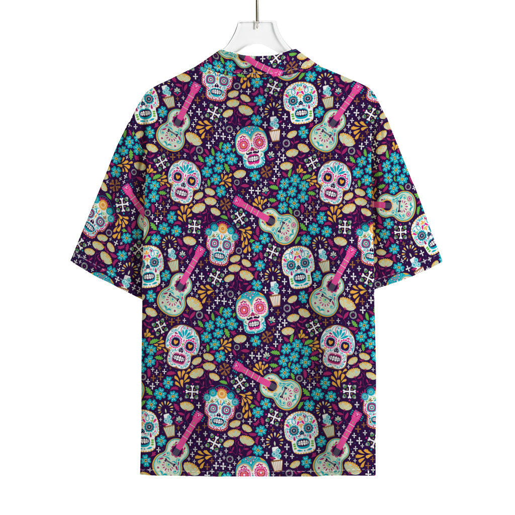 Calaveras Day Of The Dead Pattern Print Rayon Hawaiian Shirt