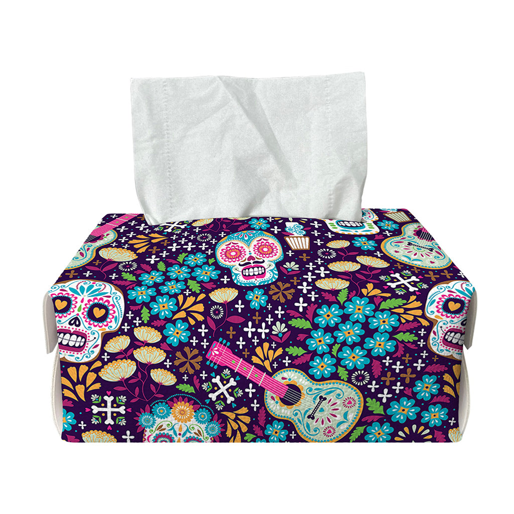 Calaveras Day Of The Dead Pattern Print Rectangle Tissue Box Cover