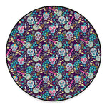 Calaveras Day Of The Dead Pattern Print Round Floor Mat
