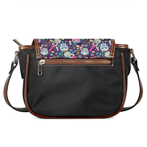 Calaveras Day Of The Dead Pattern Print Saddle Bag