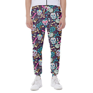 Calaveras Day Of The Dead Pattern Print Scuba Joggers