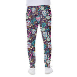 Calaveras Day Of The Dead Pattern Print Scuba Joggers