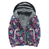 Calaveras Day Of The Dead Pattern Print Sherpa Lined Zip Up Hoodie