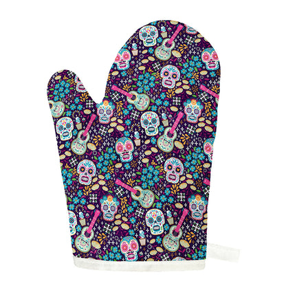 Calaveras Day Of The Dead Pattern Print Single Oven Mitt