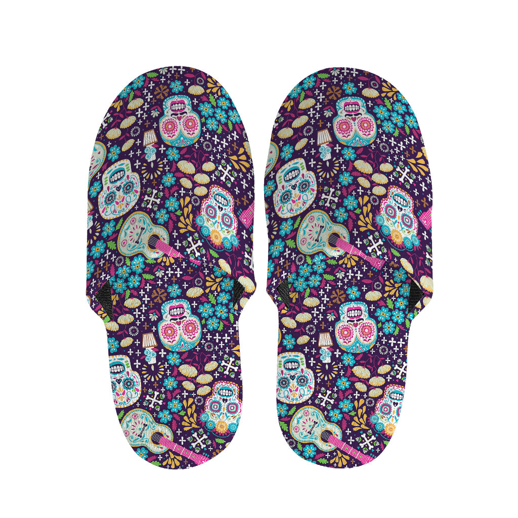 Calaveras Day Of The Dead Pattern Print Slippers