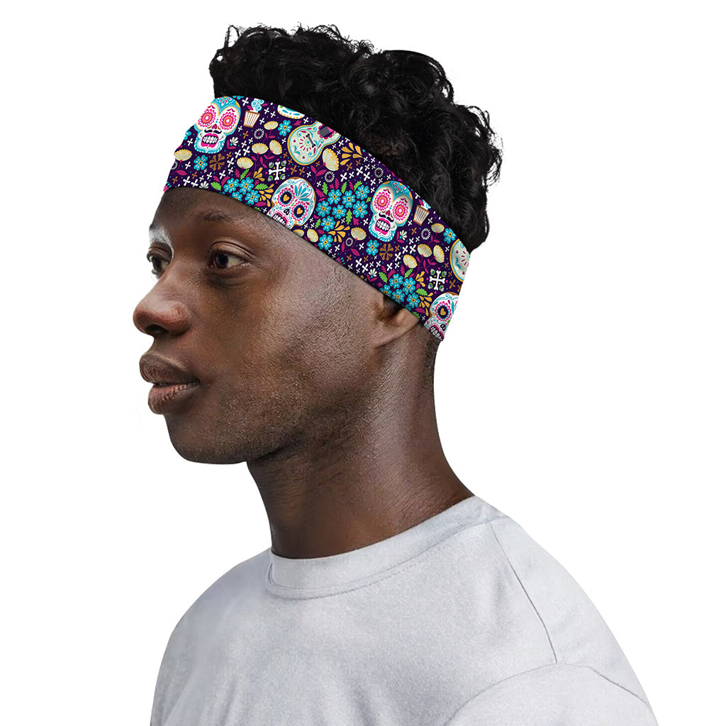 Calaveras Day Of The Dead Pattern Print Sports Headband