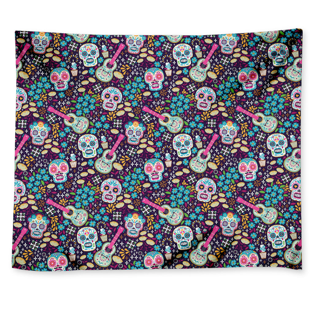 Calaveras Day Of The Dead Pattern Print Tapestry