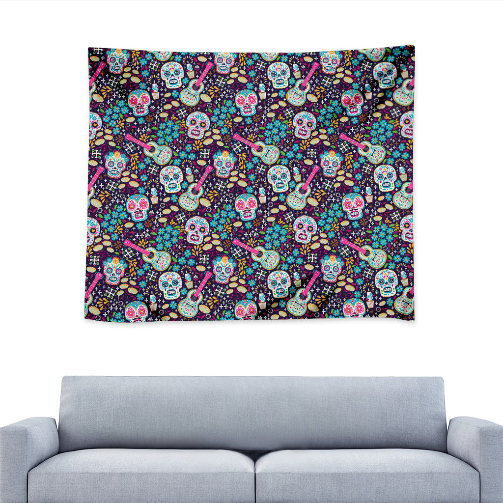 Calaveras Day Of The Dead Pattern Print Tapestry