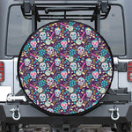 Calaveras Day Of The Dead Pattern Print Tire Cover