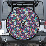 Calaveras Day Of The Dead Pattern Print Tire Cover With Camera Hole