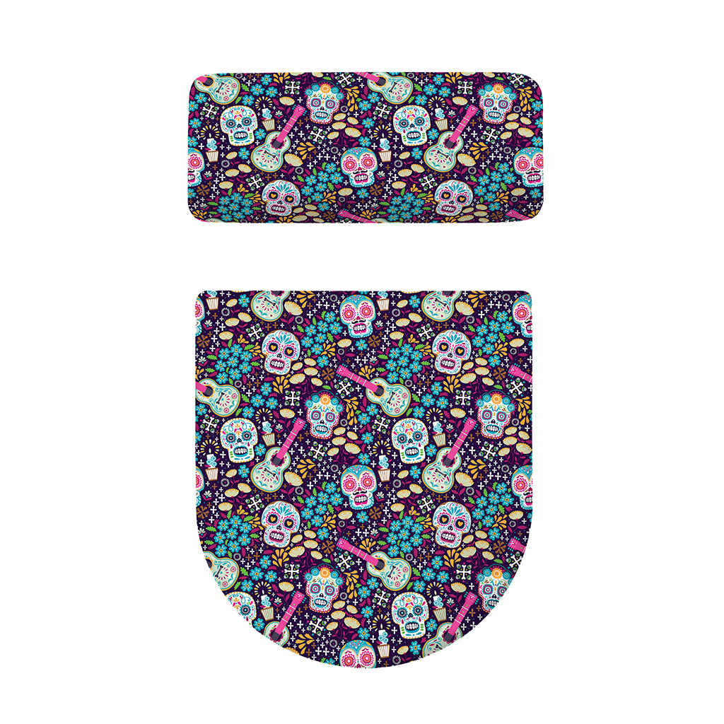 Calaveras Day Of The Dead Pattern Print Toilet Lid And Tank Cover Set