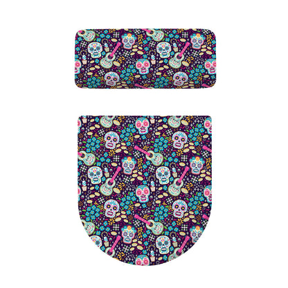 Calaveras Day Of The Dead Pattern Print Toilet Lid And Tank Cover Set